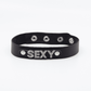 Love In Leather 'SEXY' Diamanté Word Thin Leather Collar