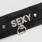 Love In Leather 'SEXY' Diamanté Word Soft & Fluffy Collar