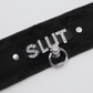 Love In Leather 'SLUT' Diamanté Word Soft & Fluffy Collar