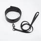 Love In Leather Faux Leather Collar & Lead Set with Matte Black Metal Hardware