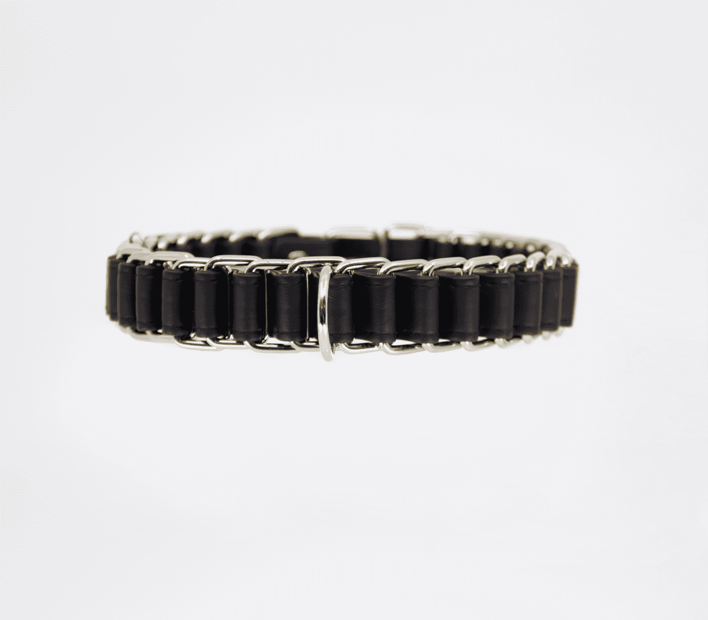 Love In Leather Chain Link & Leather Woven Collar & Lead Set