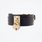 Love In Leather Faux Leather Collar With Functional Heart Padlock Pendant