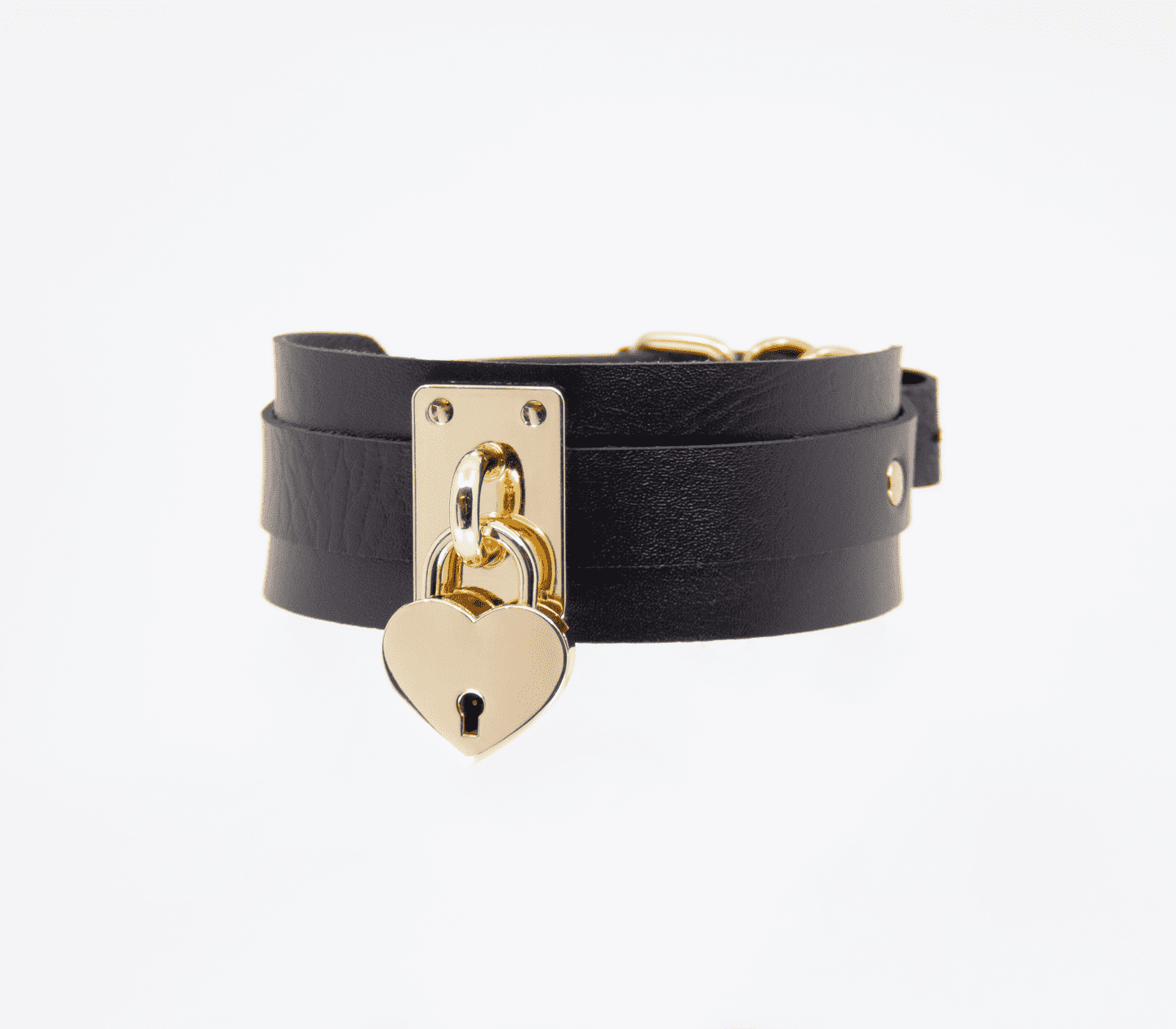 Love In Leather Faux Leather Collar With Functional Heart Padlock Pendant