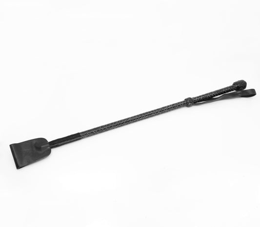 Love In Leather Braided Leather Riding Crop with Wide Leather Tab CRO009