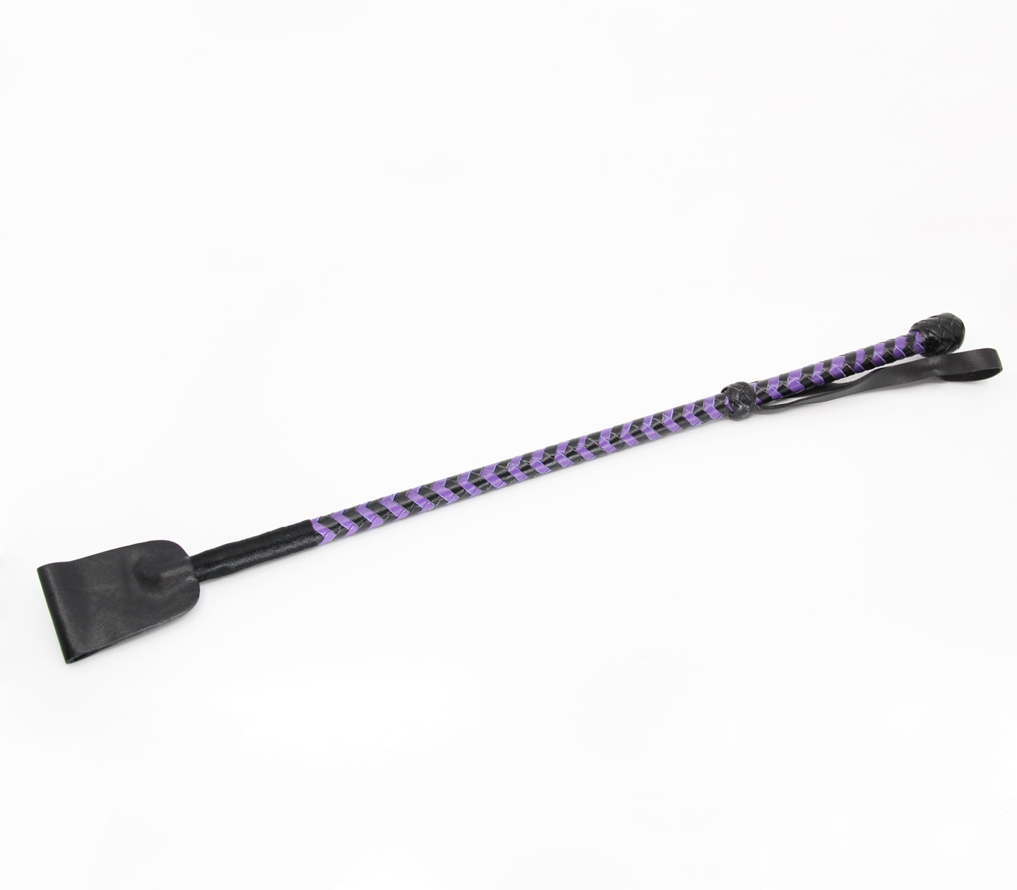 Love In Leather Braided Leather Riding Crop with Wide Leather Tab CRO009