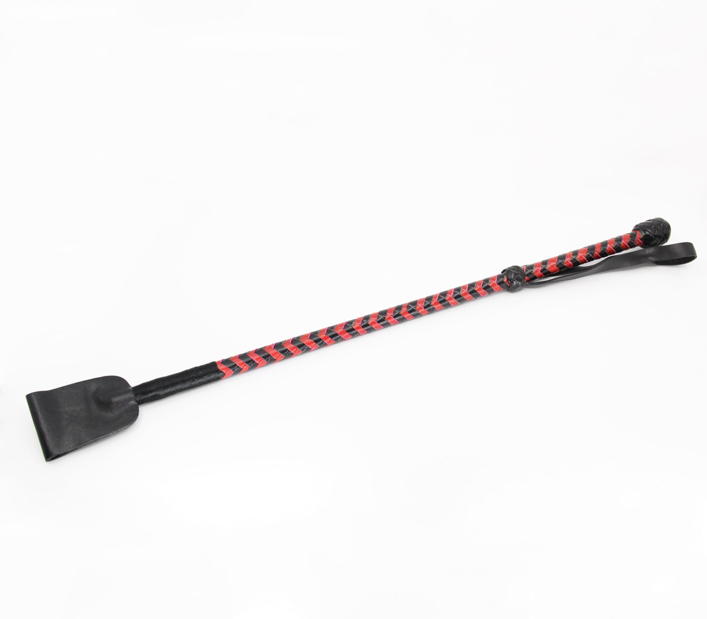 Love In Leather Braided Leather Riding Crop with Wide Leather Tab CRO009