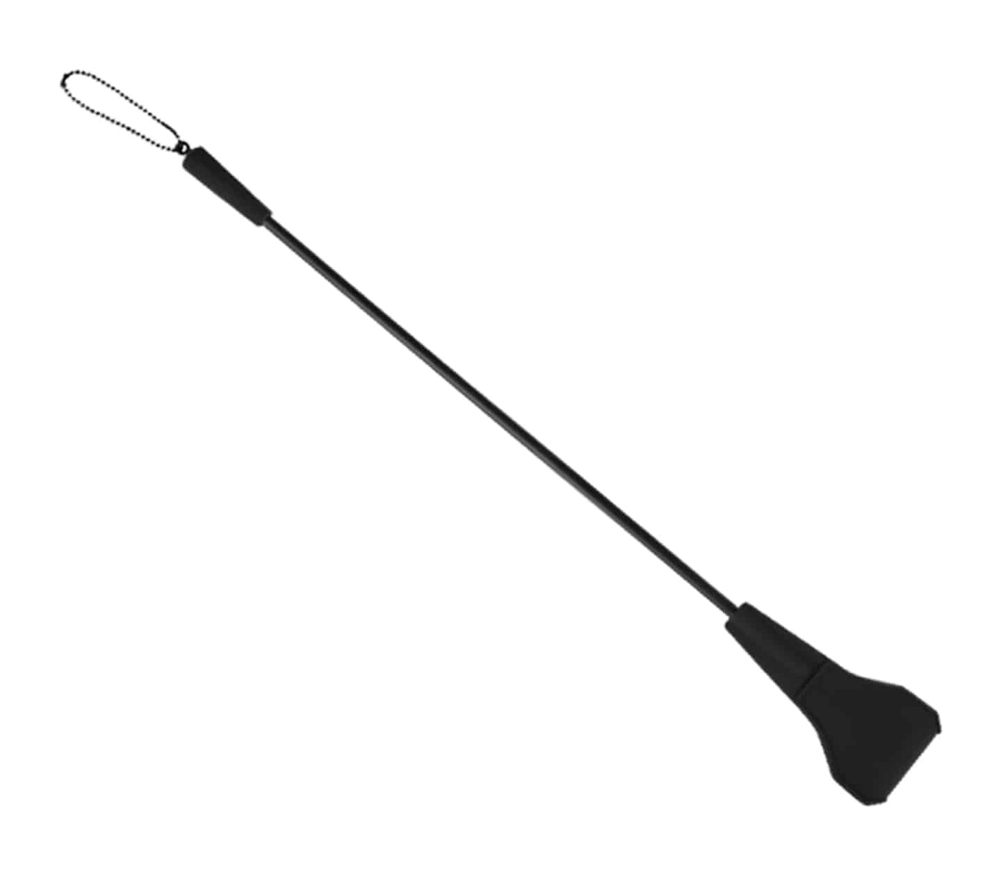 Love In Leather Black Riding Crop With Silicone Tab And A Flexible Stem With A Ball Bearing Chain Handle CRO052
