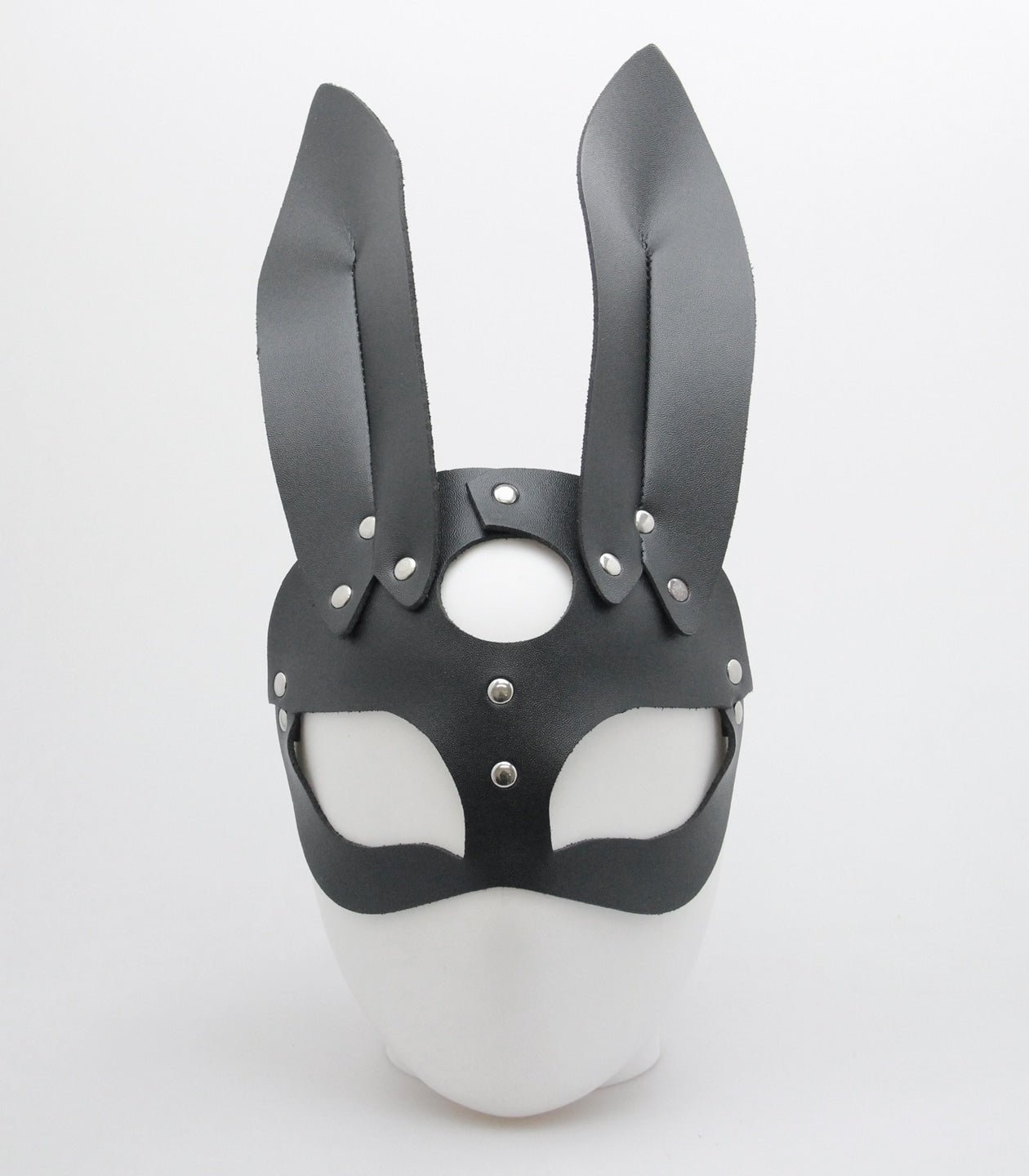 Love In Leather Down The Rabbit Hole. Half Face Leather Mask With Rabbit Ears