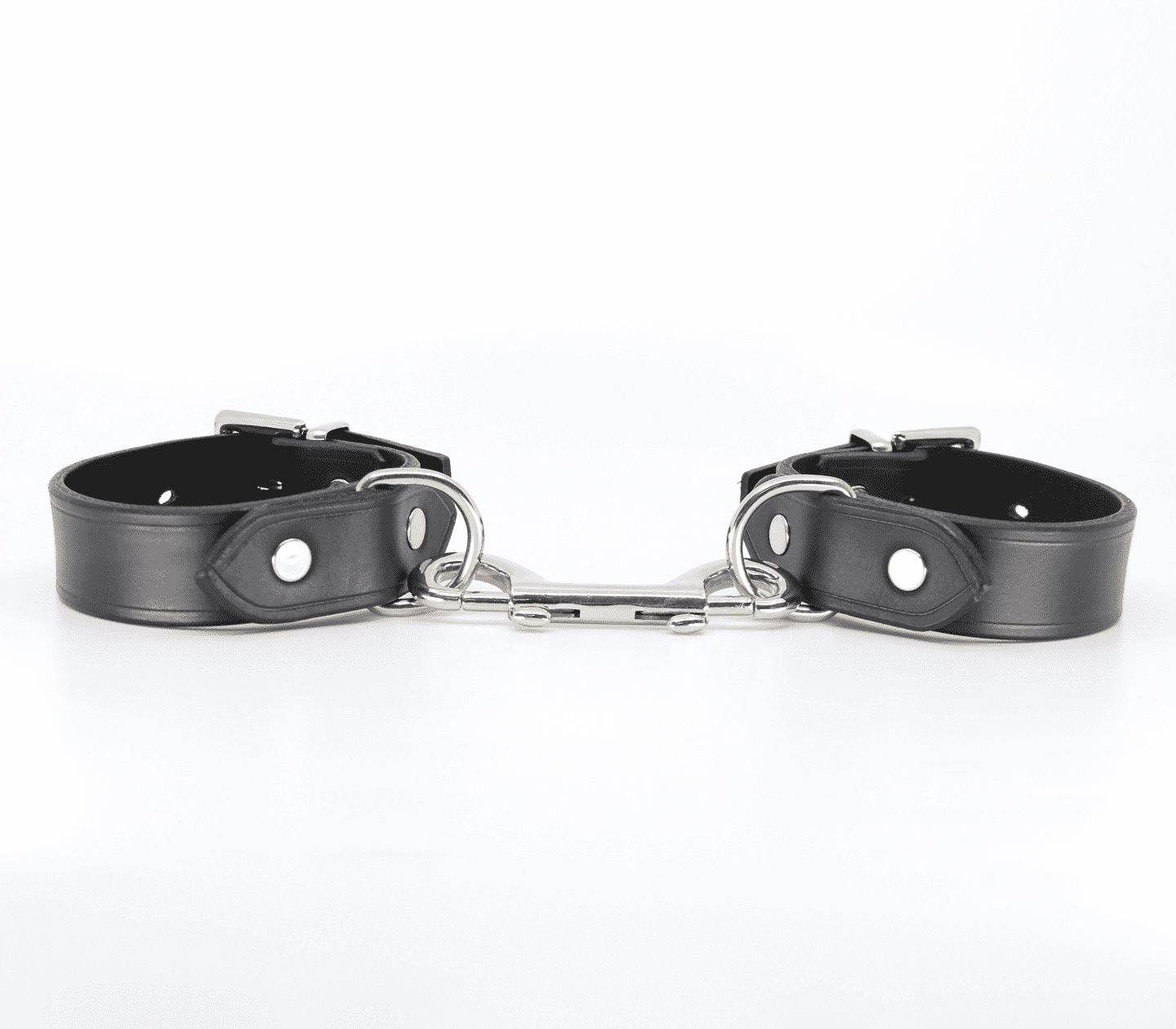 Love In Leather Classic Unlined Leather Handcuffs With Detachable Double Snap Join