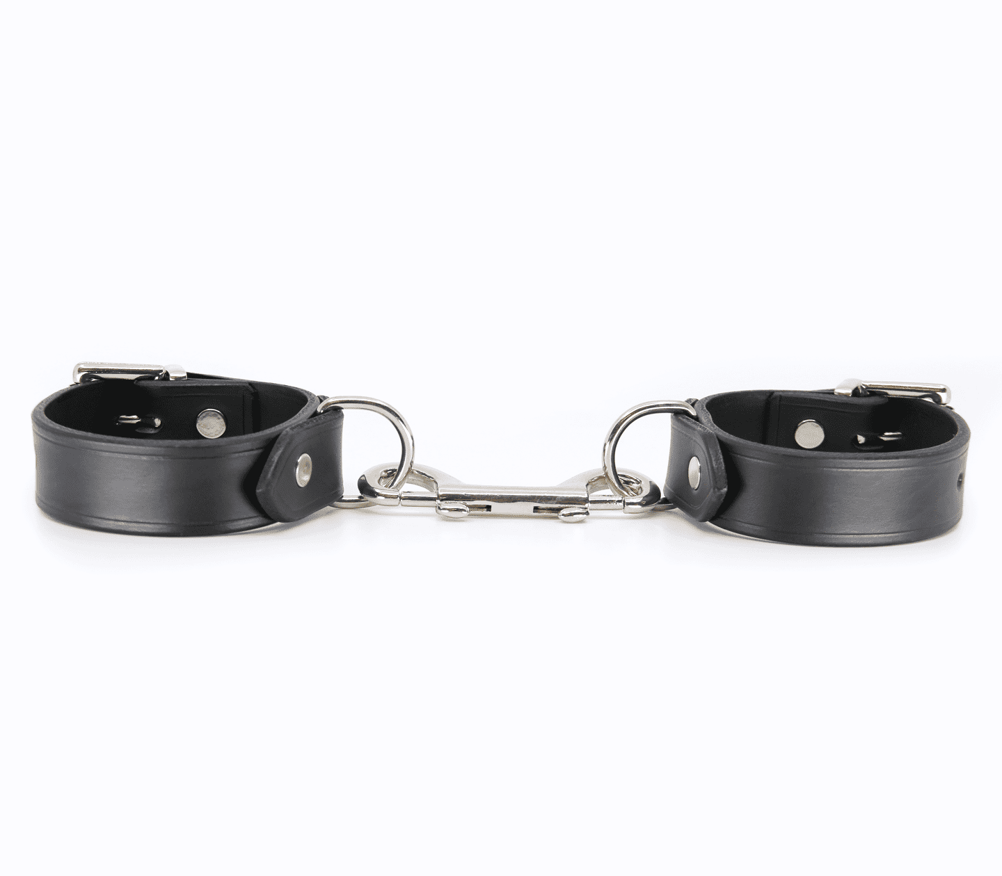 Love In Leather Classic Unlined Leather Handcuffs With Detachable Double Snap Join