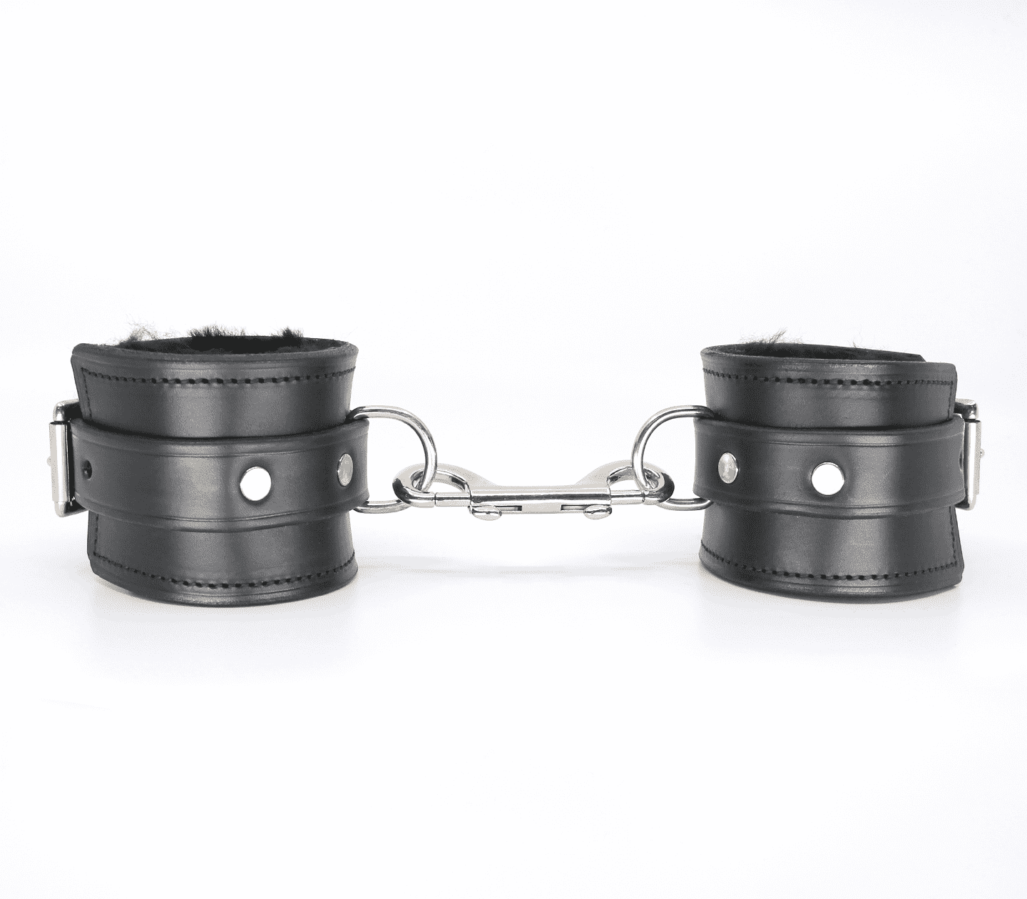 Love In Leather Thick Sheepskin Lined Leather Handcuffs