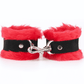 Love In Leather Soft & Fluffy Fleece Handcuffs With Suede Leather Strap