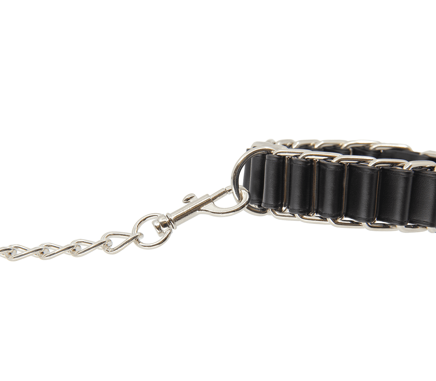Love In Leather Striking Woven Leather & Chain Link Handcuffs