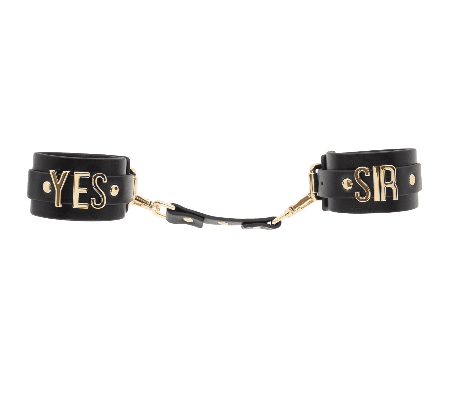 Love In Leather YES SIR Faux Leather Wrist Cuffs With Gold Hardware