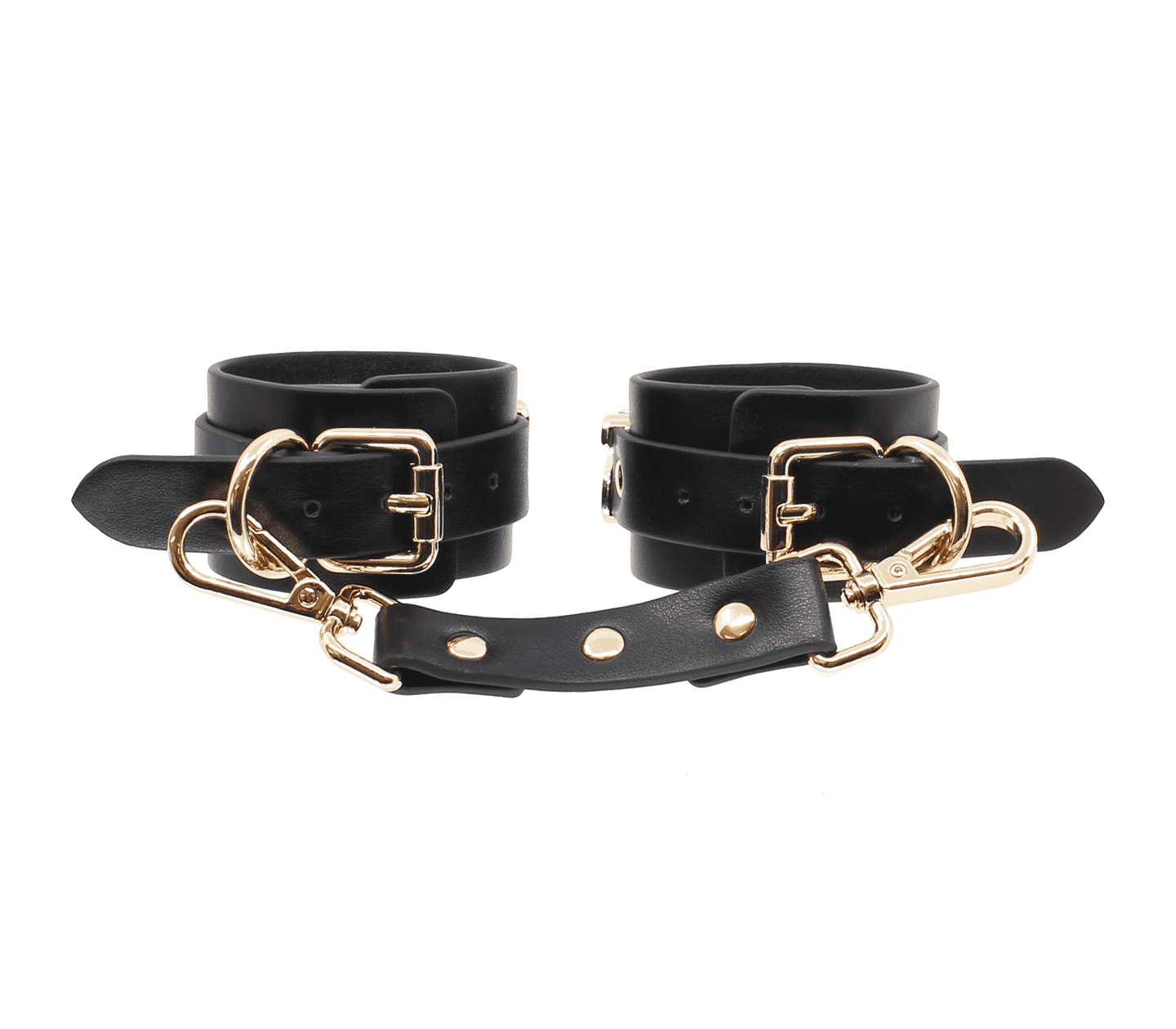 Love In Leather YES SIR Faux Leather Wrist Cuffs With Gold Hardware