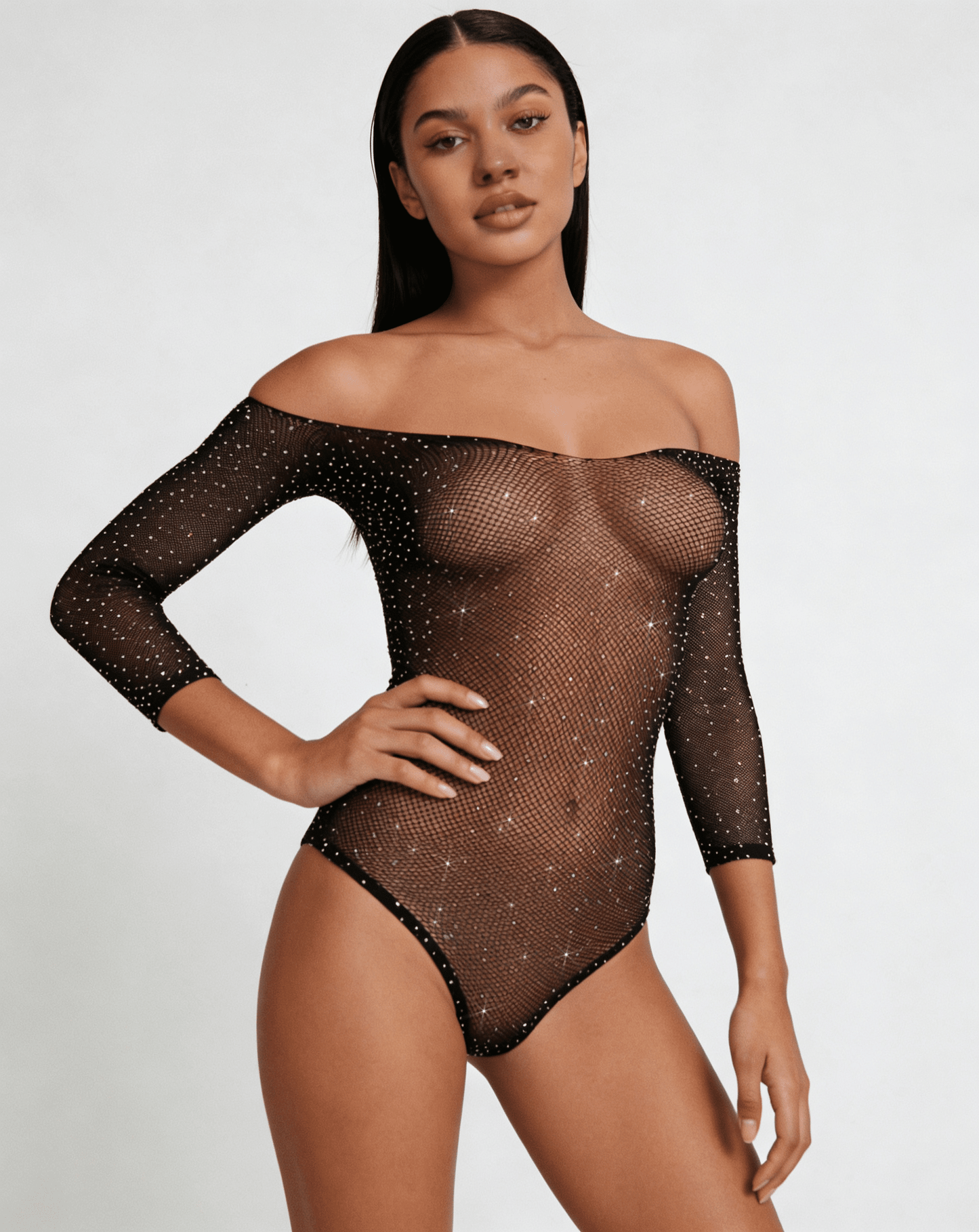 Love In Leather LIN008 Rhinestone Bodysuit One Size - MULTIPLE COLOURS