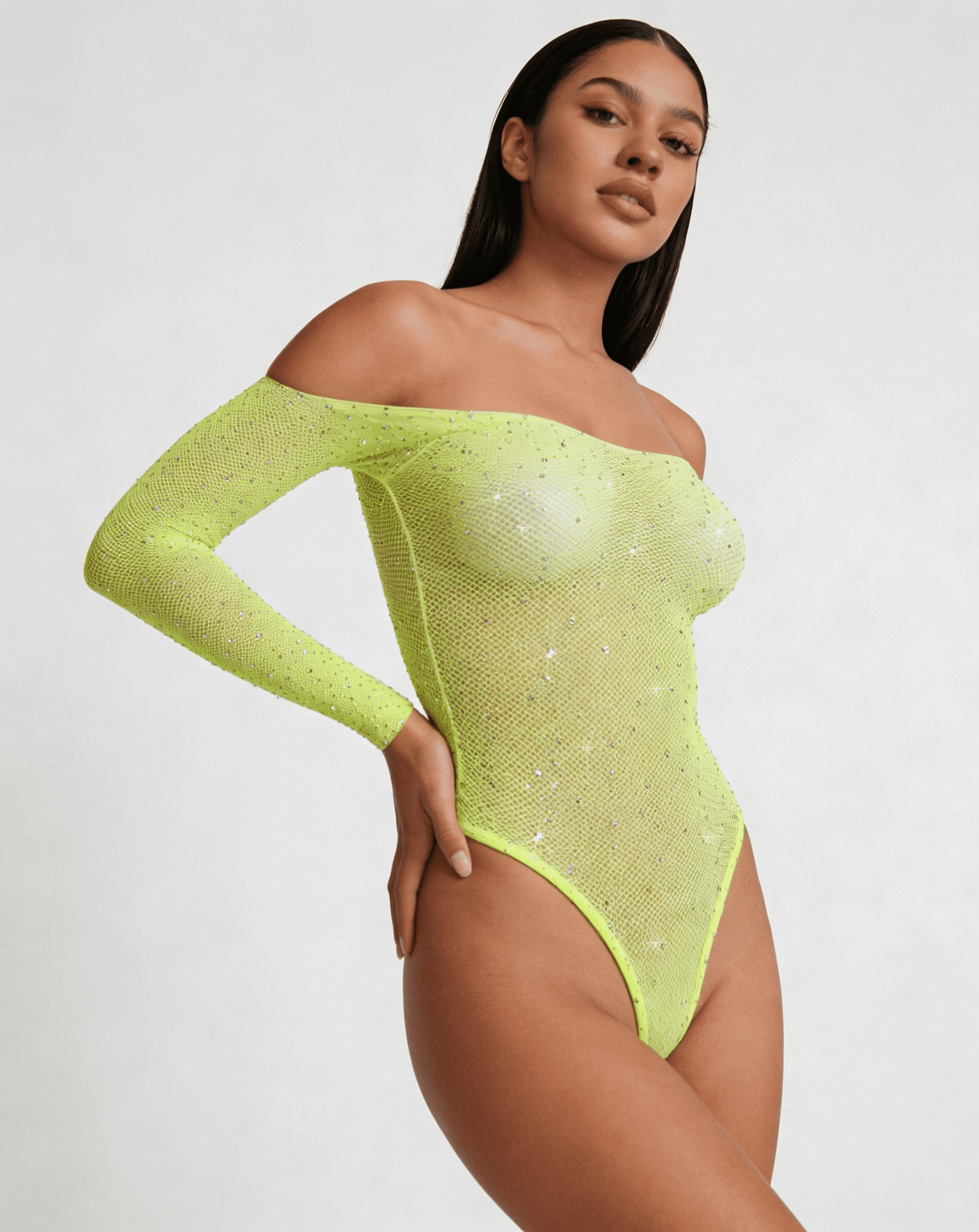 Love In Leather LIN008 Rhinestone Bodysuit One Size - MULTIPLE COLOURS