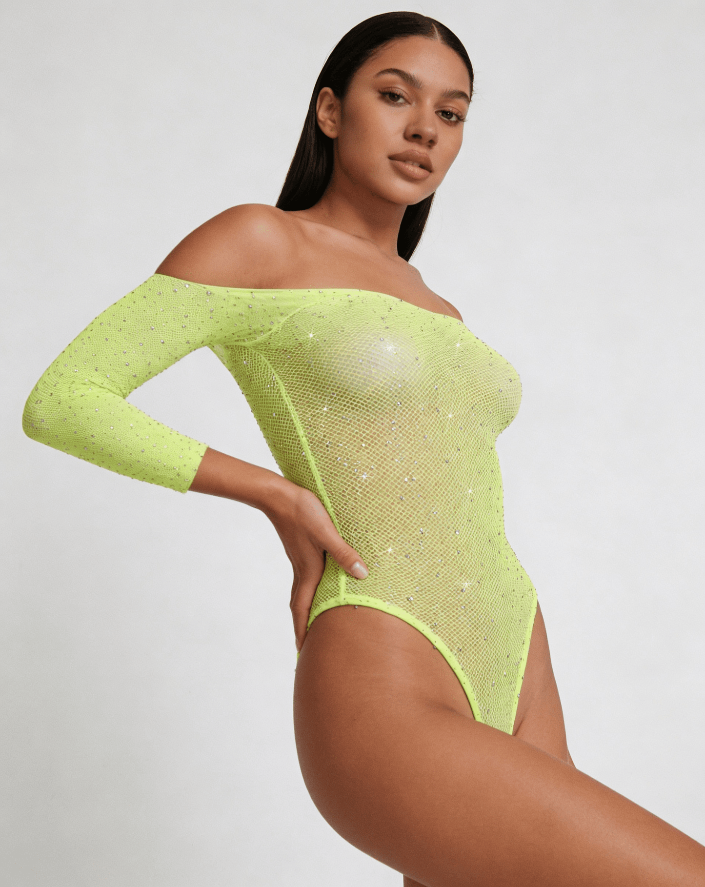 Love In Leather LIN008 Rhinestone Bodysuit One Size - MULTIPLE COLOURS