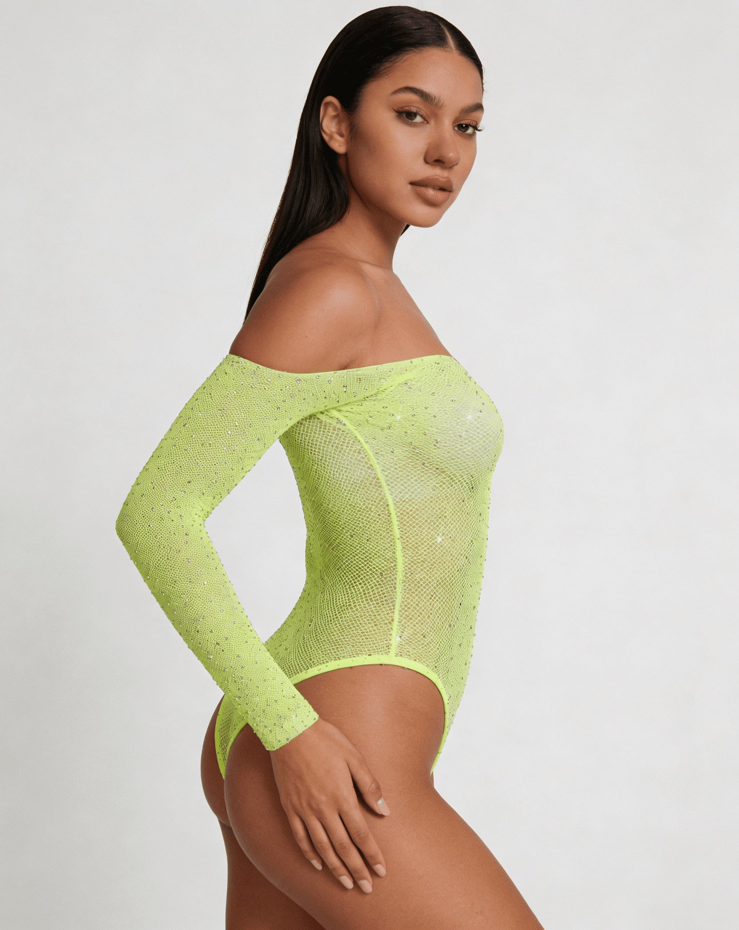 Love In Leather LIN008 Rhinestone Bodysuit One Size - MULTIPLE COLOURS