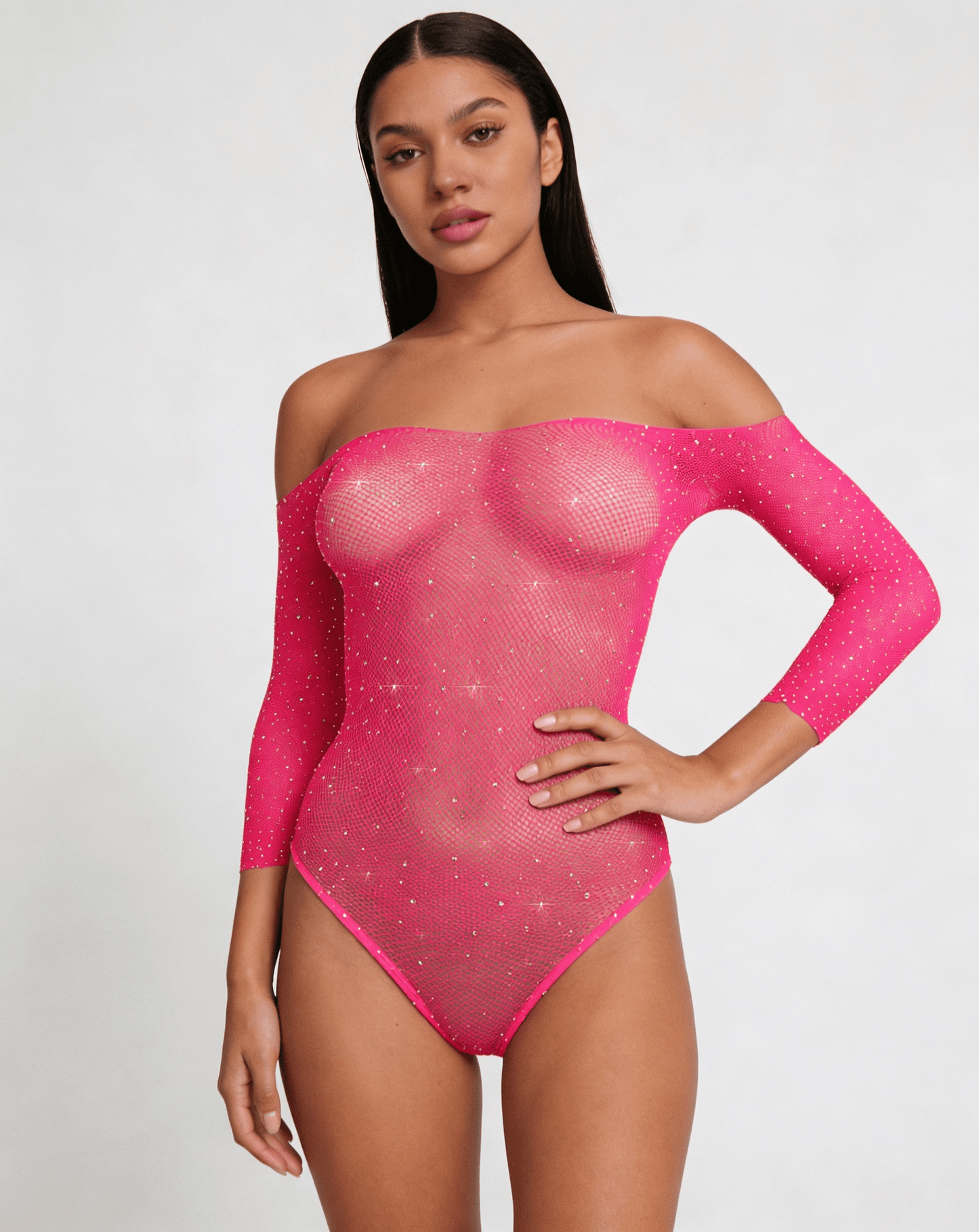 Love In Leather LIN008 Rhinestone Bodysuit One Size - MULTIPLE COLOURS