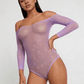 Love In Leather LIN008 Rhinestone Bodysuit One Size - MULTIPLE COLOURS