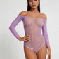 Love In Leather LIN008 Rhinestone Bodysuit One Size - MULTIPLE COLOURS