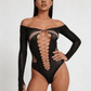Love In Leather LIN009 Rhinestone Bodysuit One Size - MULTIPLE COLOURS