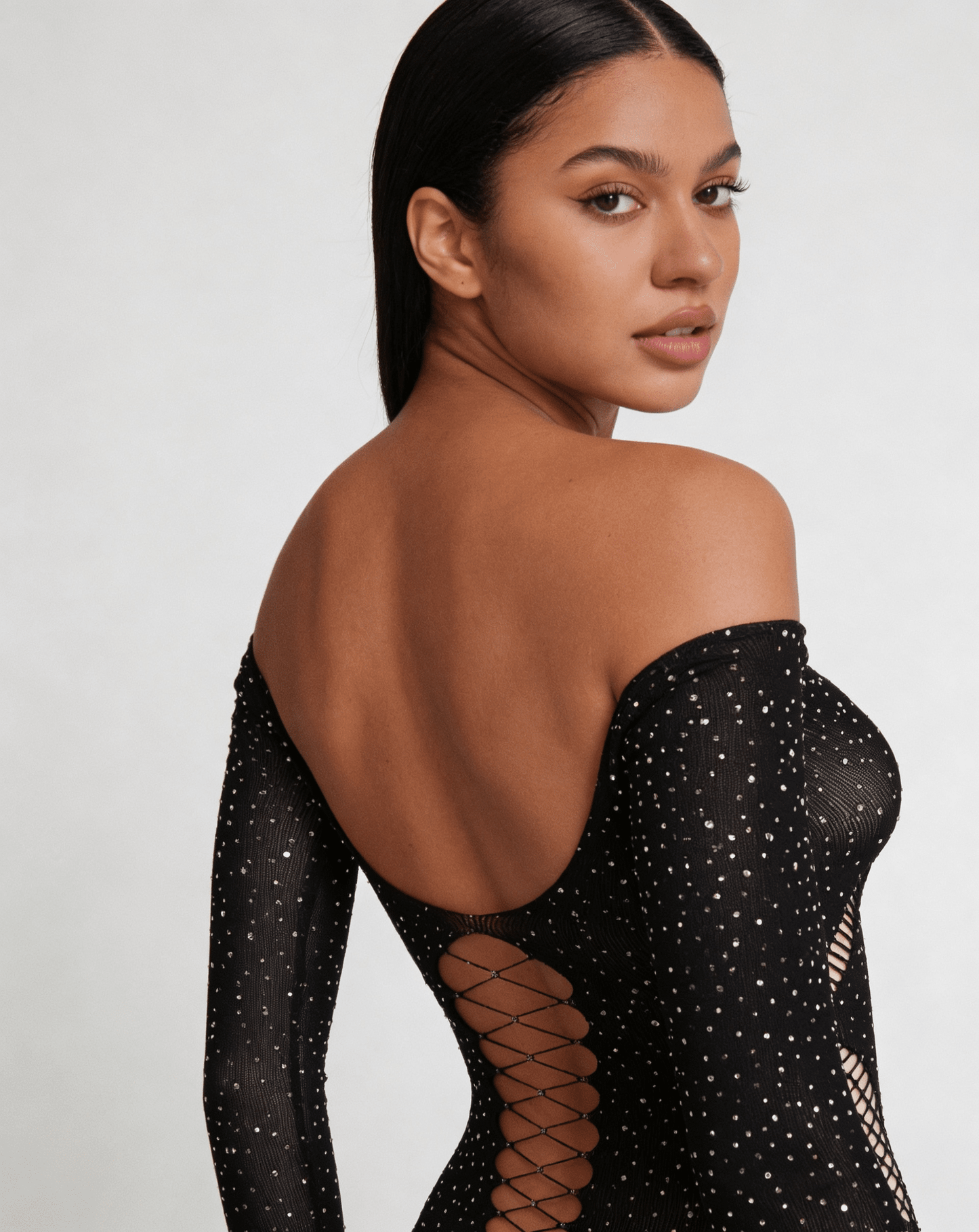 Love In Leather LIN009 Rhinestone Bodysuit One Size - MULTIPLE COLOURS