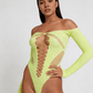 Love In Leather LIN009 Rhinestone Bodysuit One Size - MULTIPLE COLOURS