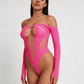 Love In Leather LIN009 Rhinestone Bodysuit One Size - MULTIPLE COLOURS