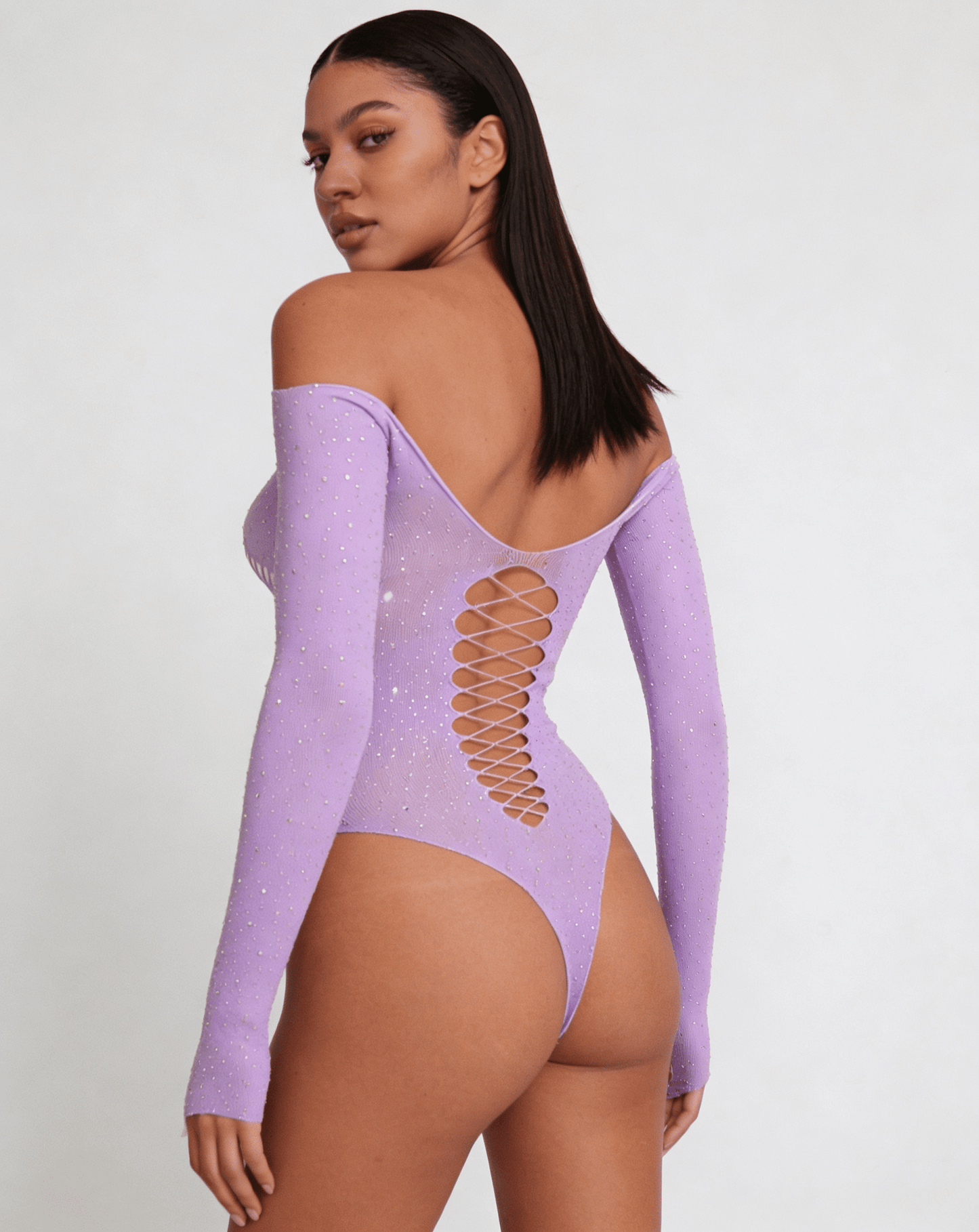 Love In Leather LIN009 Rhinestone Bodysuit One Size - MULTIPLE COLOURS