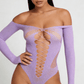 Love In Leather LIN009 Rhinestone Bodysuit One Size - MULTIPLE COLOURS
