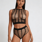 Love In Leather LIN010 Rhinestone Two Piece Set One Size