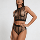 Love In Leather LIN010 Rhinestone Two Piece Set One Size