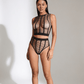 Love In Leather LIN010 Rhinestone Two Piece Set One Size - MULTIPLE COLOURS