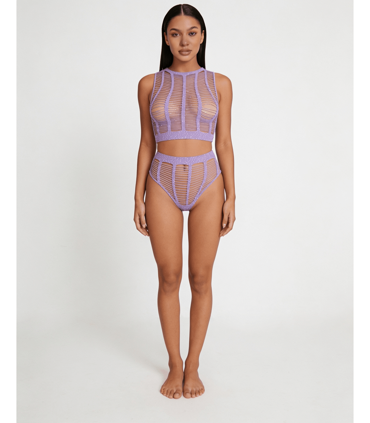Love In Leather LIN010 Rhinestone Two Piece Set One Size - MULTIPLE COLOURS