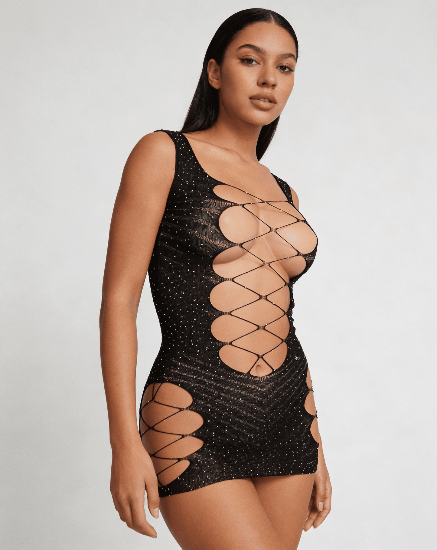 Love In Leather LIN011 Rhinestone Dress One Size - MULTIPLE COLOURS