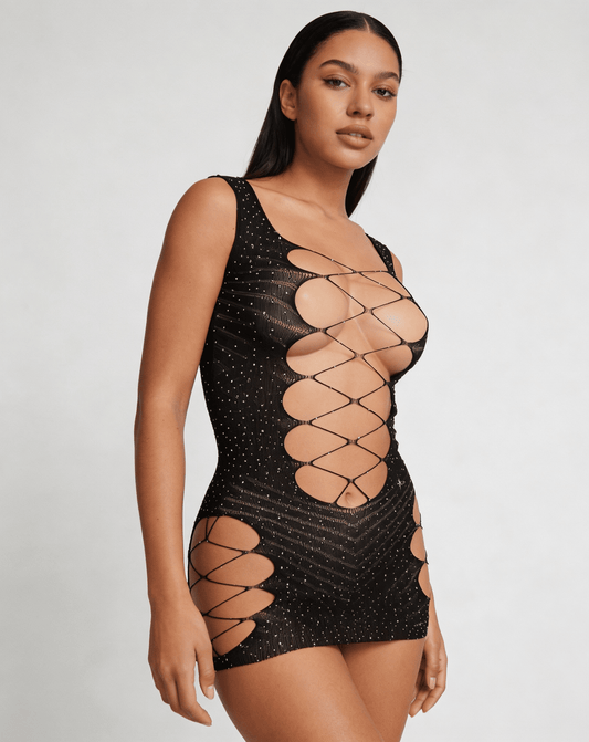 Love In Leather LIN011 Rhinestone Dress One Size - MULTIPLE COLOURS