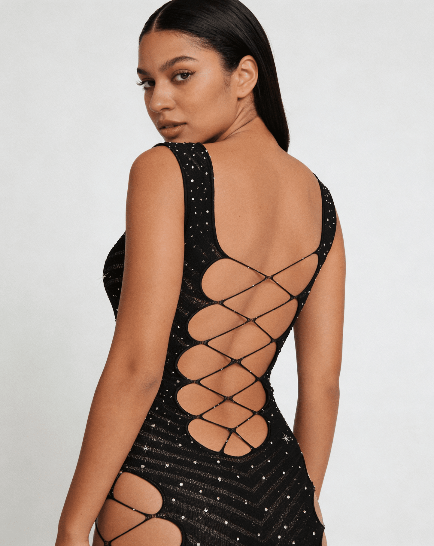Love In Leather LIN011 Rhinestone Dress One Size - MULTIPLE COLOURS