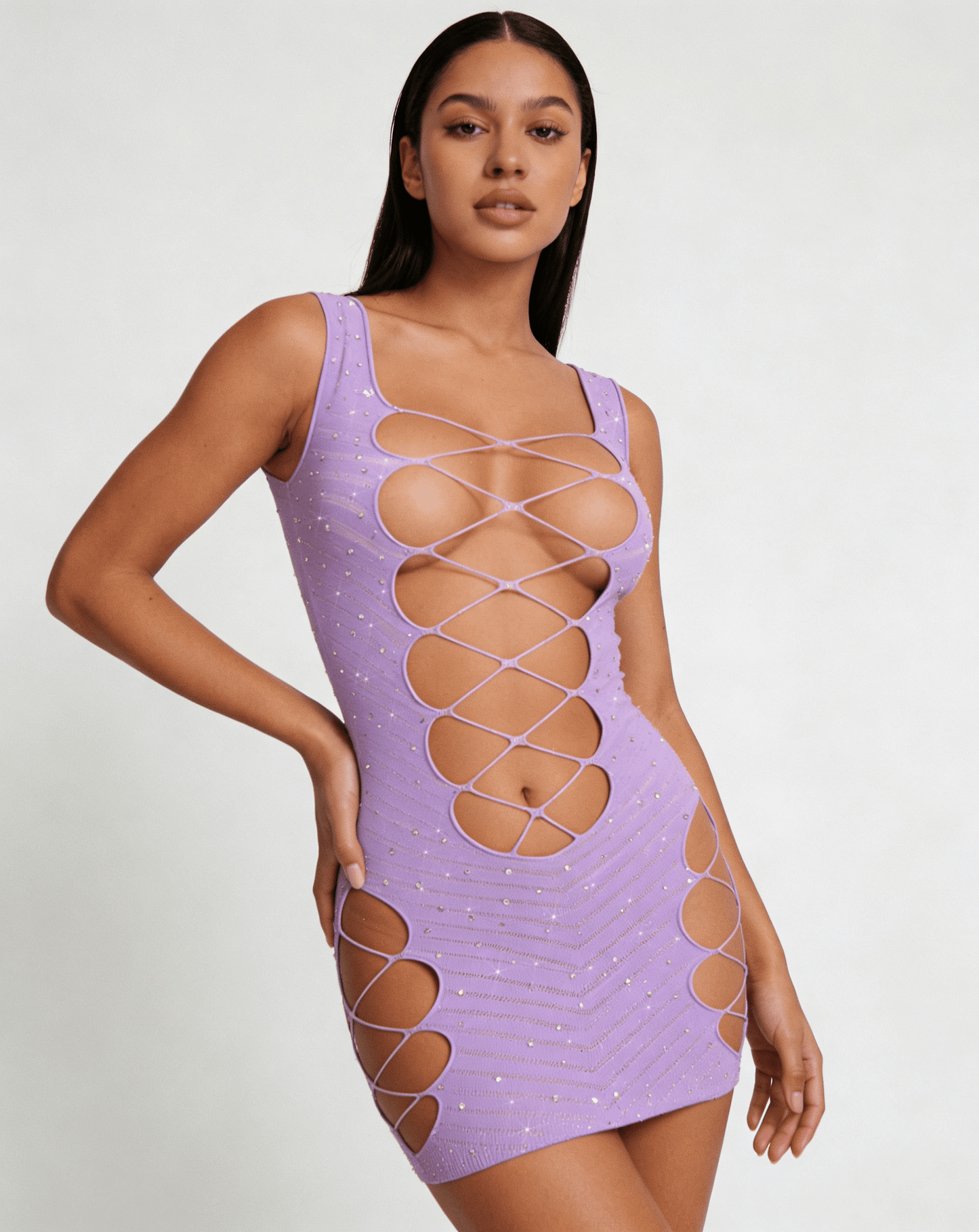 Love In Leather LIN011 Rhinestone Dress One Size - MULTIPLE COLOURS