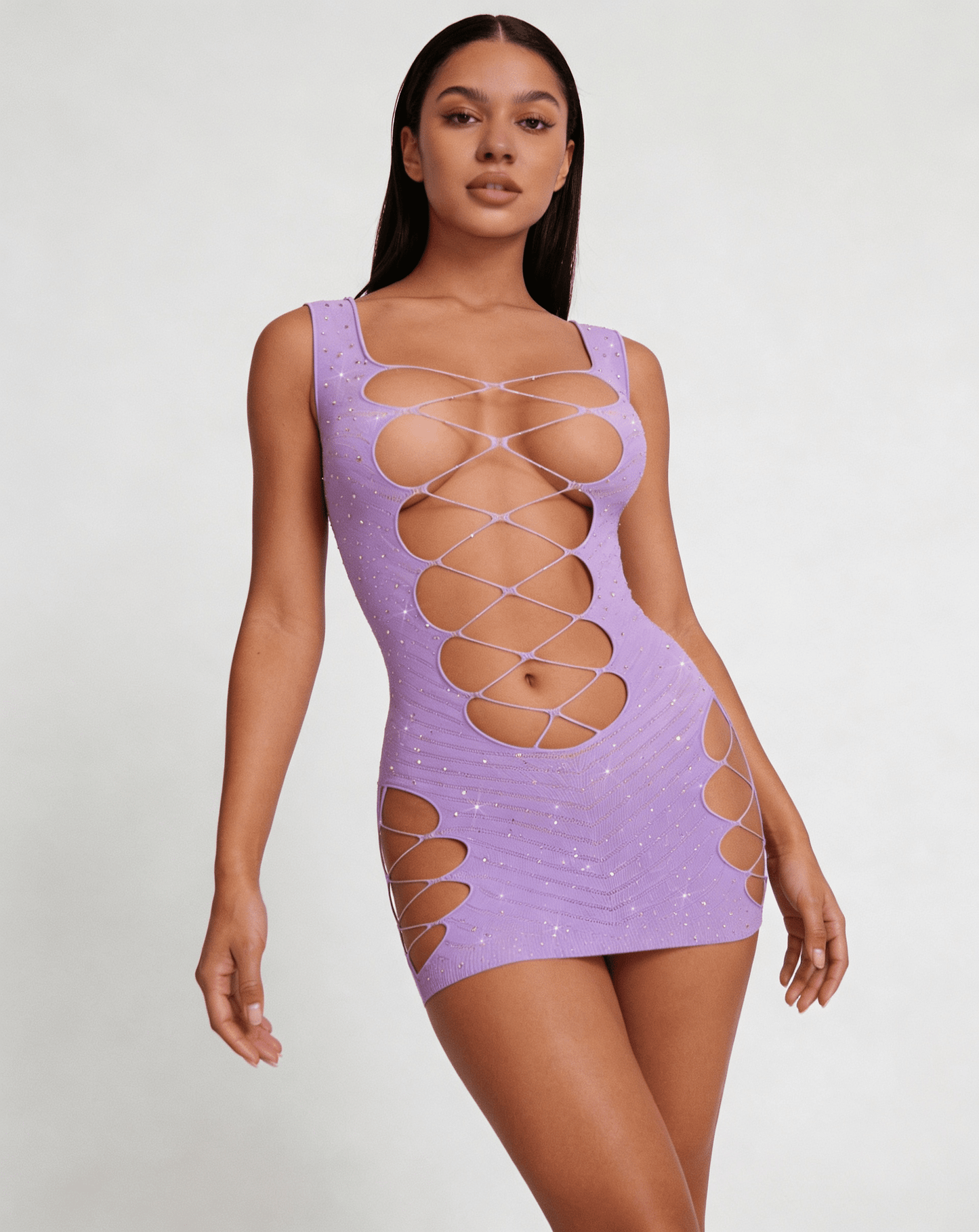 Love In Leather LIN011 Rhinestone Dress One Size - MULTIPLE COLOURS