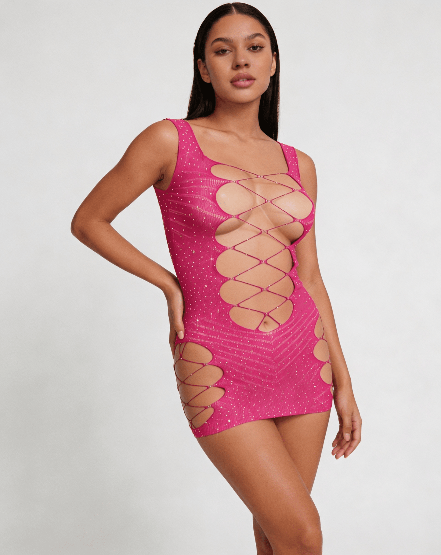 Love In Leather LIN011 Rhinestone Dress One Size - MULTIPLE COLOURS