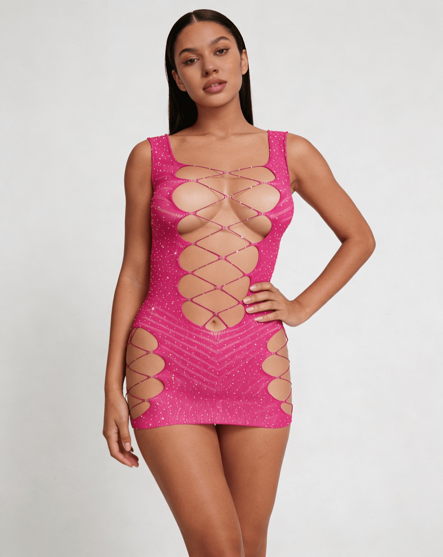 Love In Leather LIN011 Rhinestone Dress One Size - MULTIPLE COLOURS