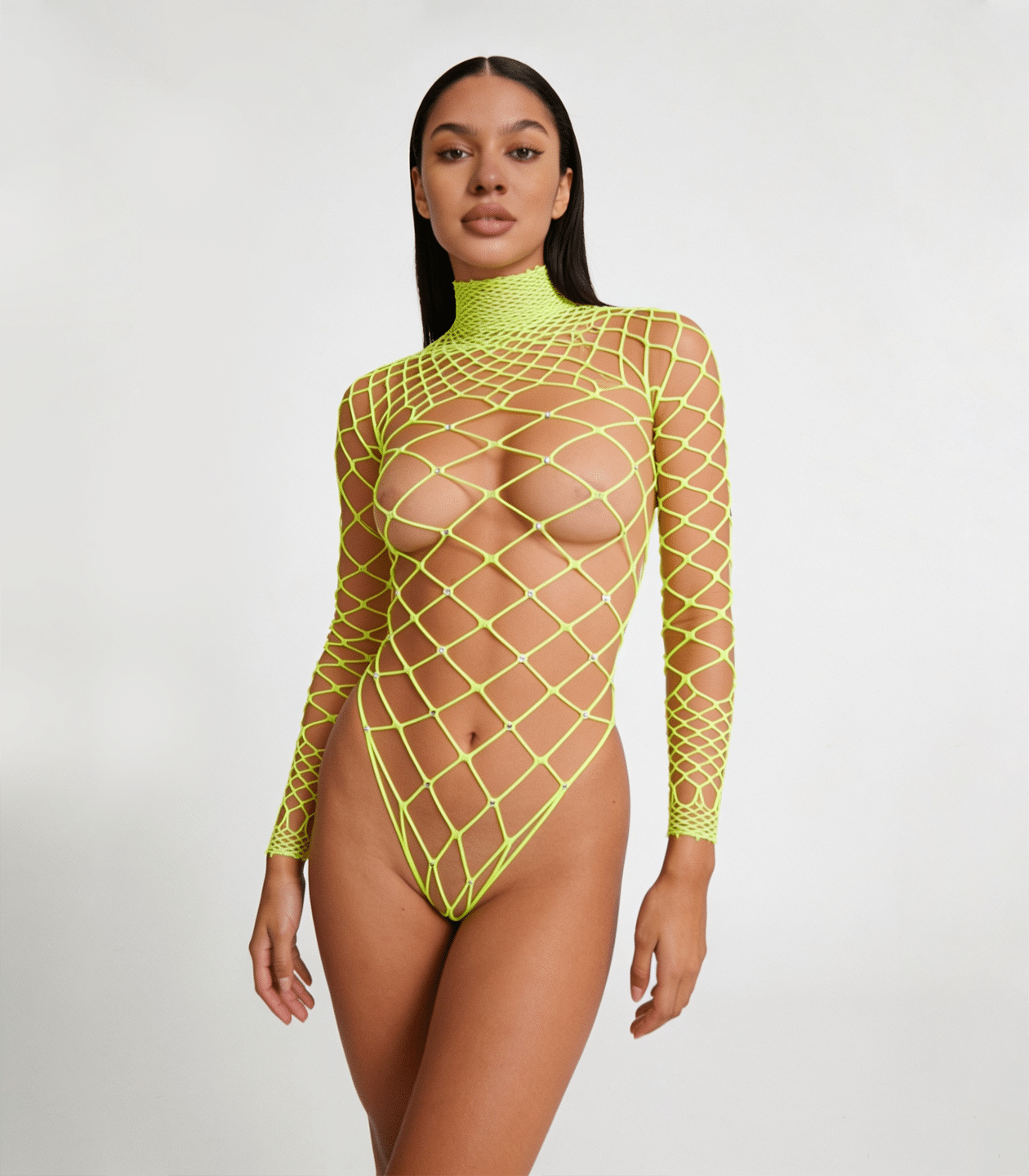 Love In Leather LIN014 Rhinestone Bodysuit One Size - MULTIPLE COLOURS