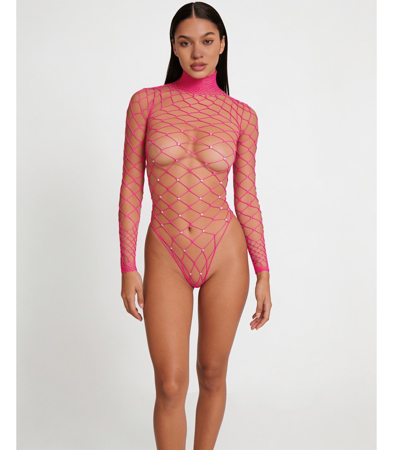 Love In Leather LIN014 Rhinestone Bodysuit One Size - MULTIPLE COLOURS
