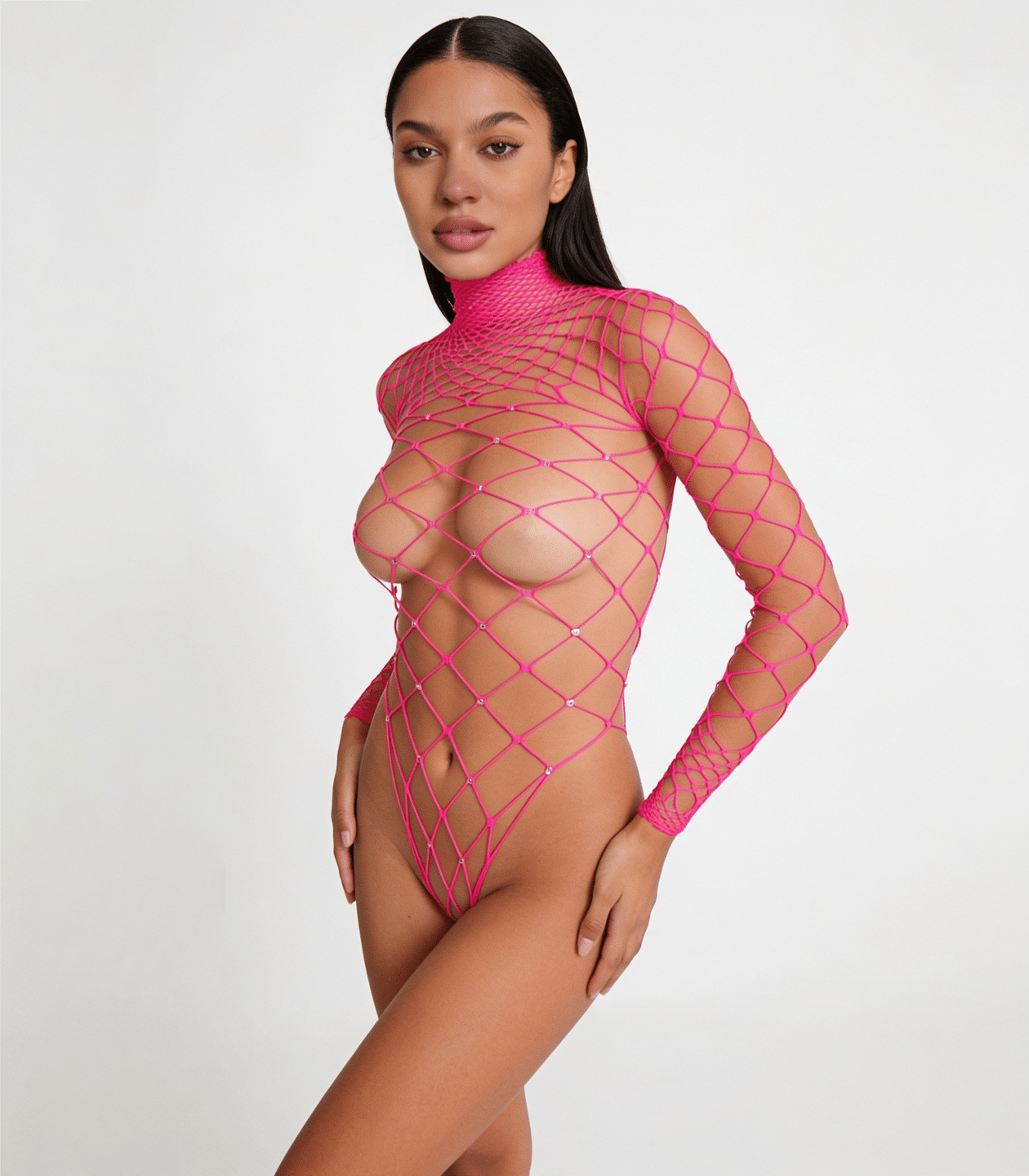 Love In Leather LIN014 Rhinestone Bodysuit One Size - MULTIPLE COLOURS