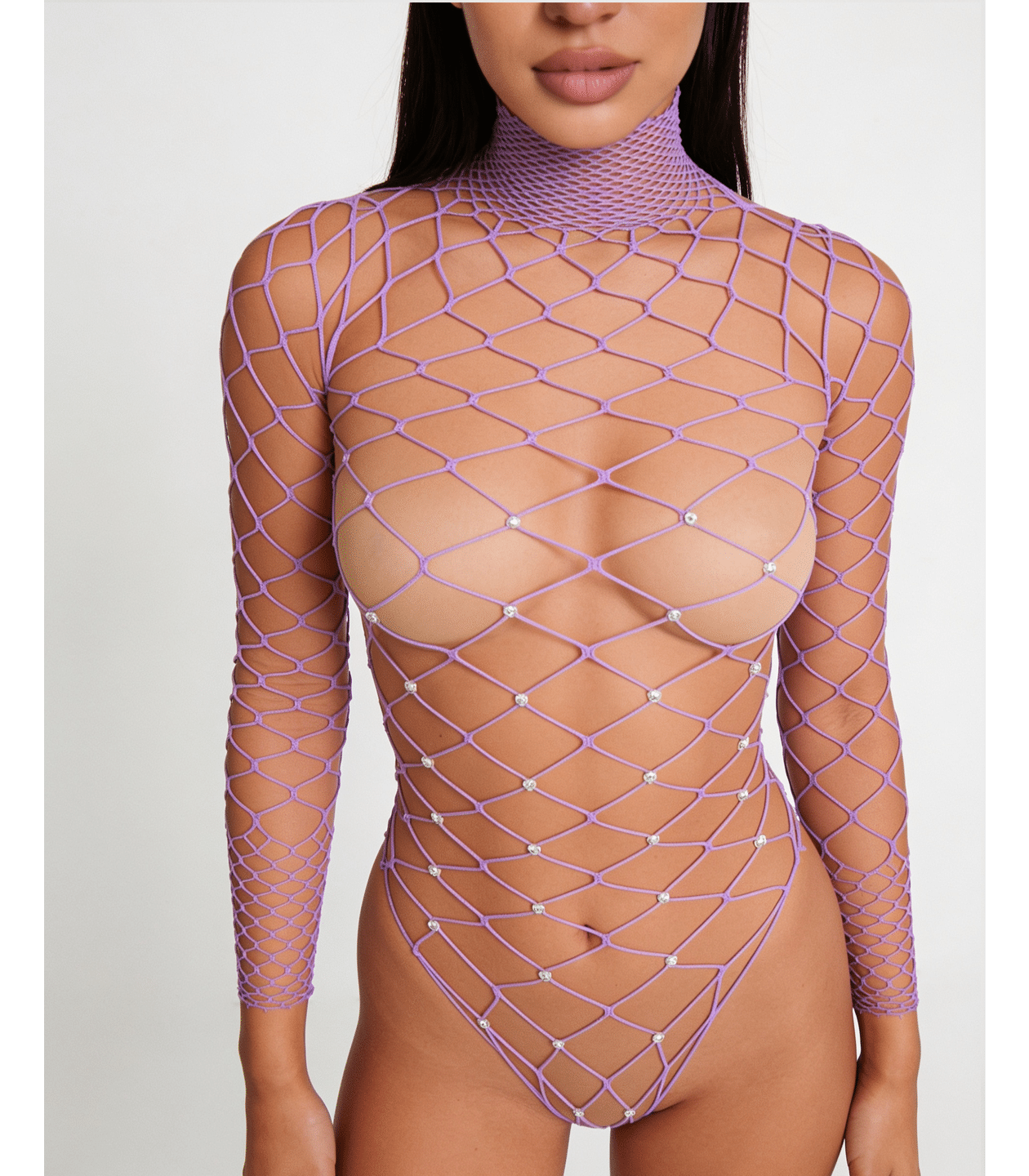 Love In Leather LIN014 Rhinestone Bodysuit One Size - MULTIPLE COLOURS