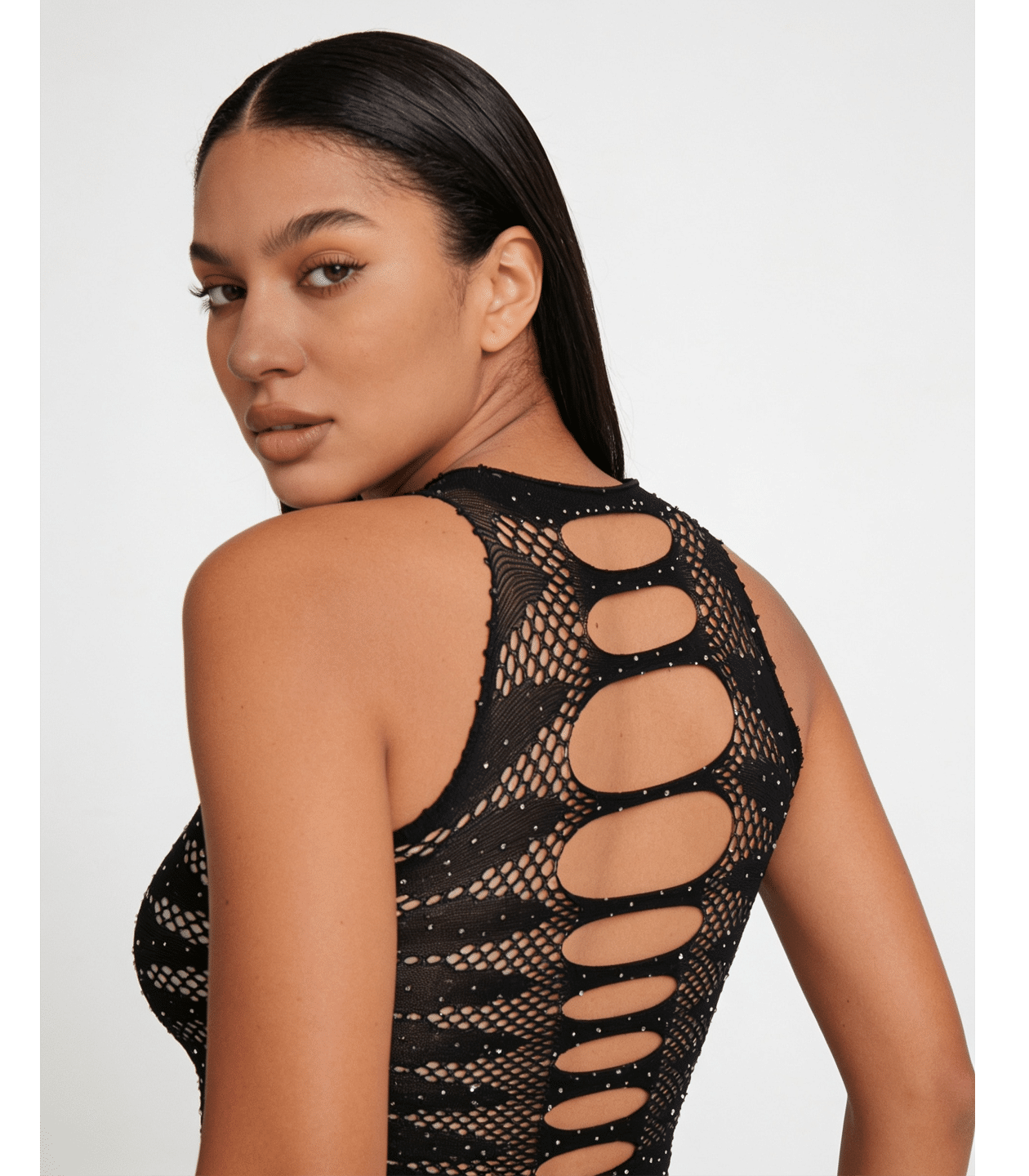 Love In Leather LIN015 Rhinestone Bodysuit One Size - MULTIPLE COLOURS