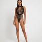 Love In Leather LIN015 Rhinestone Bodysuit One Size - MULTIPLE COLOURS