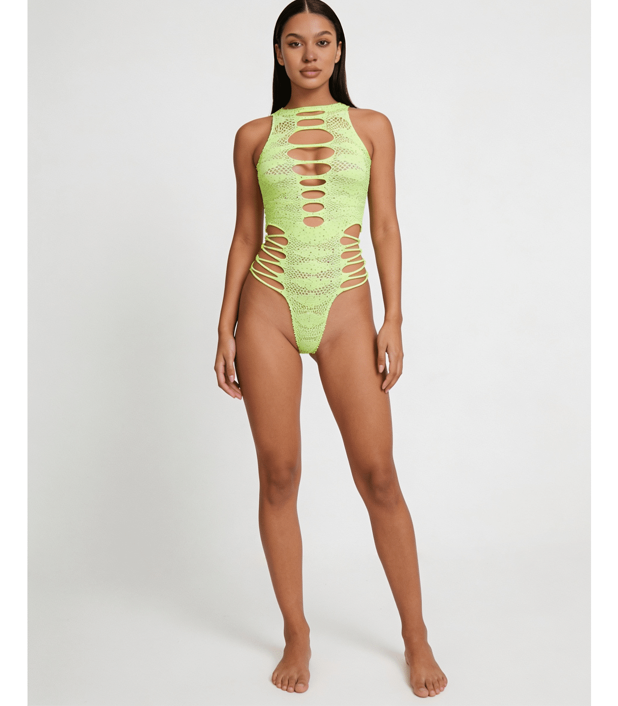 Love In Leather LIN015 Rhinestone Bodysuit One Size - MULTIPLE COLOURS